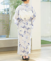 夏宵浴衣 花麗流れ 下駄付き5点セット(浴衣・兵児帯・腰紐×2・下駄)