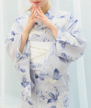 夏宵浴衣 花麗流れ 4点セット(浴衣・兵児帯・腰紐×2)