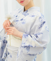 夏宵浴衣 花麗流れ 4点セット(浴衣・兵児帯・腰紐×2)