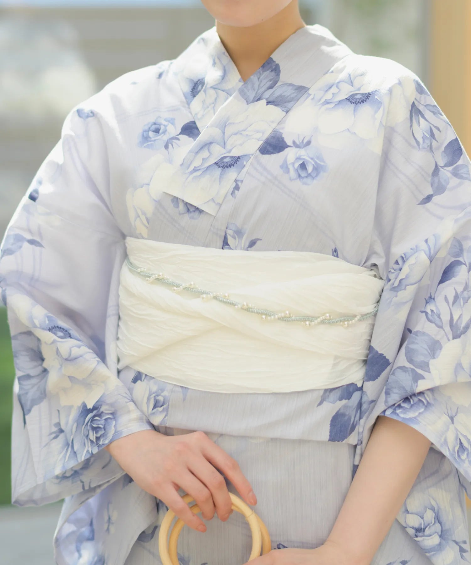 夏宵浴衣 花麗流れ 下駄付き5点セット(浴衣・兵児帯・腰紐×2・下駄)