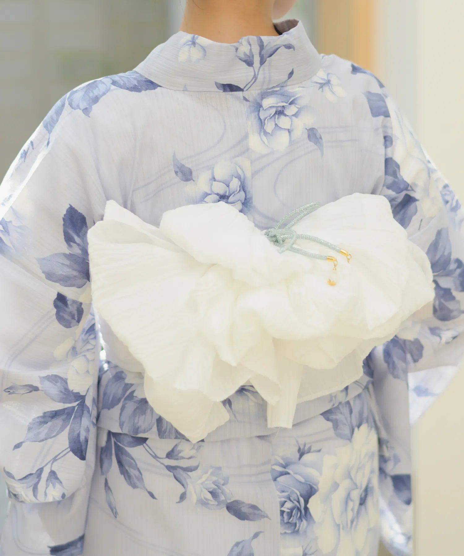 夏宵浴衣 花麗流れ 下駄付き5点セット(浴衣・兵児帯・腰紐×2・下駄)