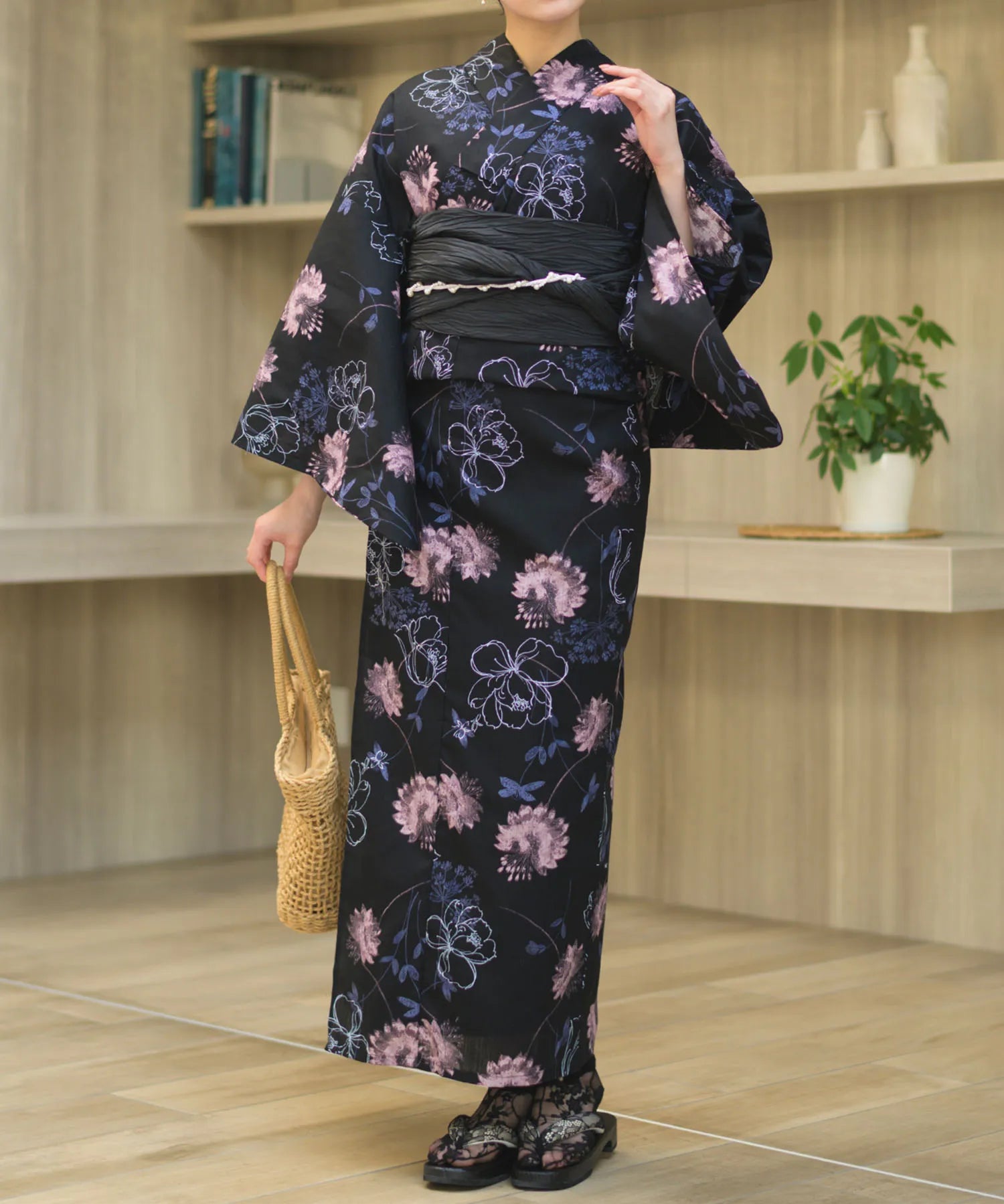 夏宵浴衣 宵の風花宴 4点セット(浴衣・兵児帯・腰紐×2)