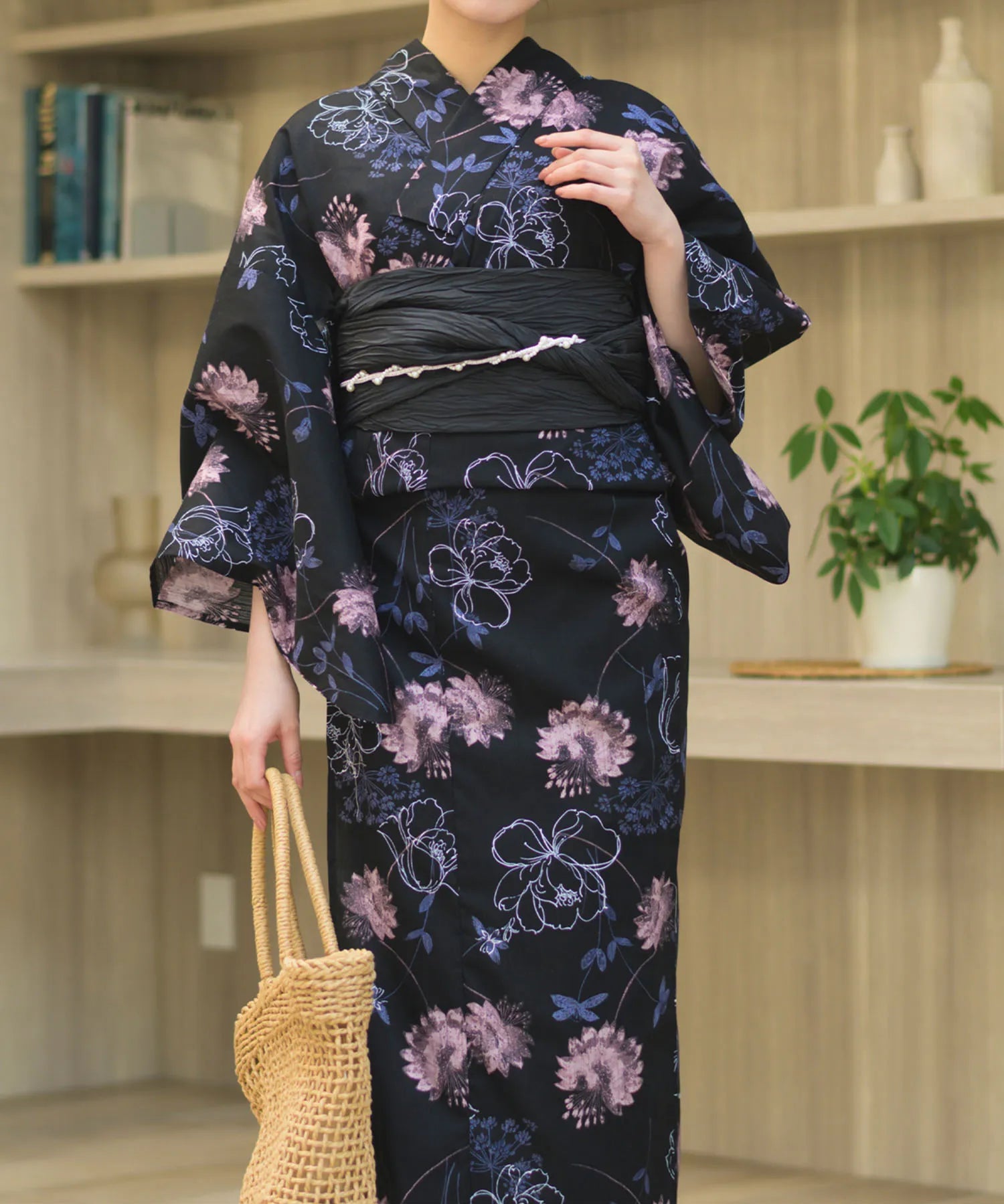 夏宵浴衣 宵の風花宴 4点セット(浴衣・兵児帯・腰紐×2)