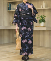 夏宵浴衣 宵の風花宴 下駄付き5点セット(浴衣・兵児帯・腰紐×2・下駄)