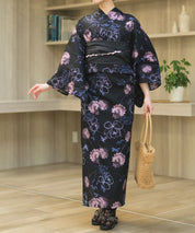 夏宵浴衣 宵の風花宴 下駄付き5点セット(浴衣・兵児帯・腰紐×2・下駄)