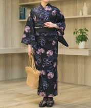 夏宵浴衣 宵の風花宴 下駄付き5点セット(浴衣・兵児帯・腰紐×2・下駄)