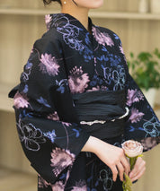 夏宵浴衣 宵の風花宴 4点セット(浴衣・兵児帯・腰紐×2)