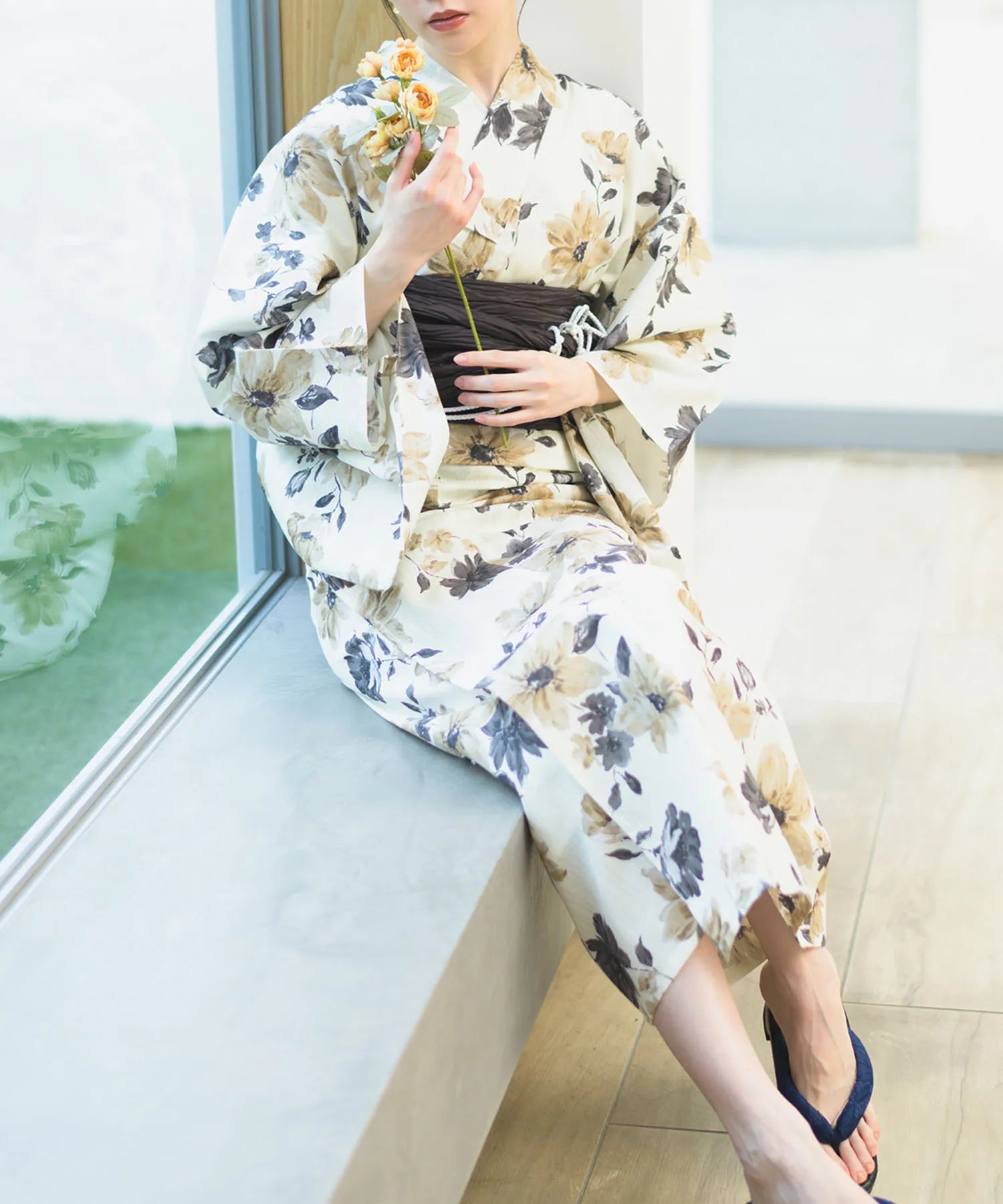 夏宵浴衣 色香花 下駄付き5点セット(浴衣・兵児帯・腰紐×2・下駄)