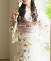 夏宵浴衣 ミルキーリボンの花奏 4点セット(浴衣・兵児帯・腰紐×2)