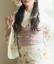 夏宵浴衣 ミルキーリボンの花奏 4点セット(浴衣・兵児帯・腰紐×2)