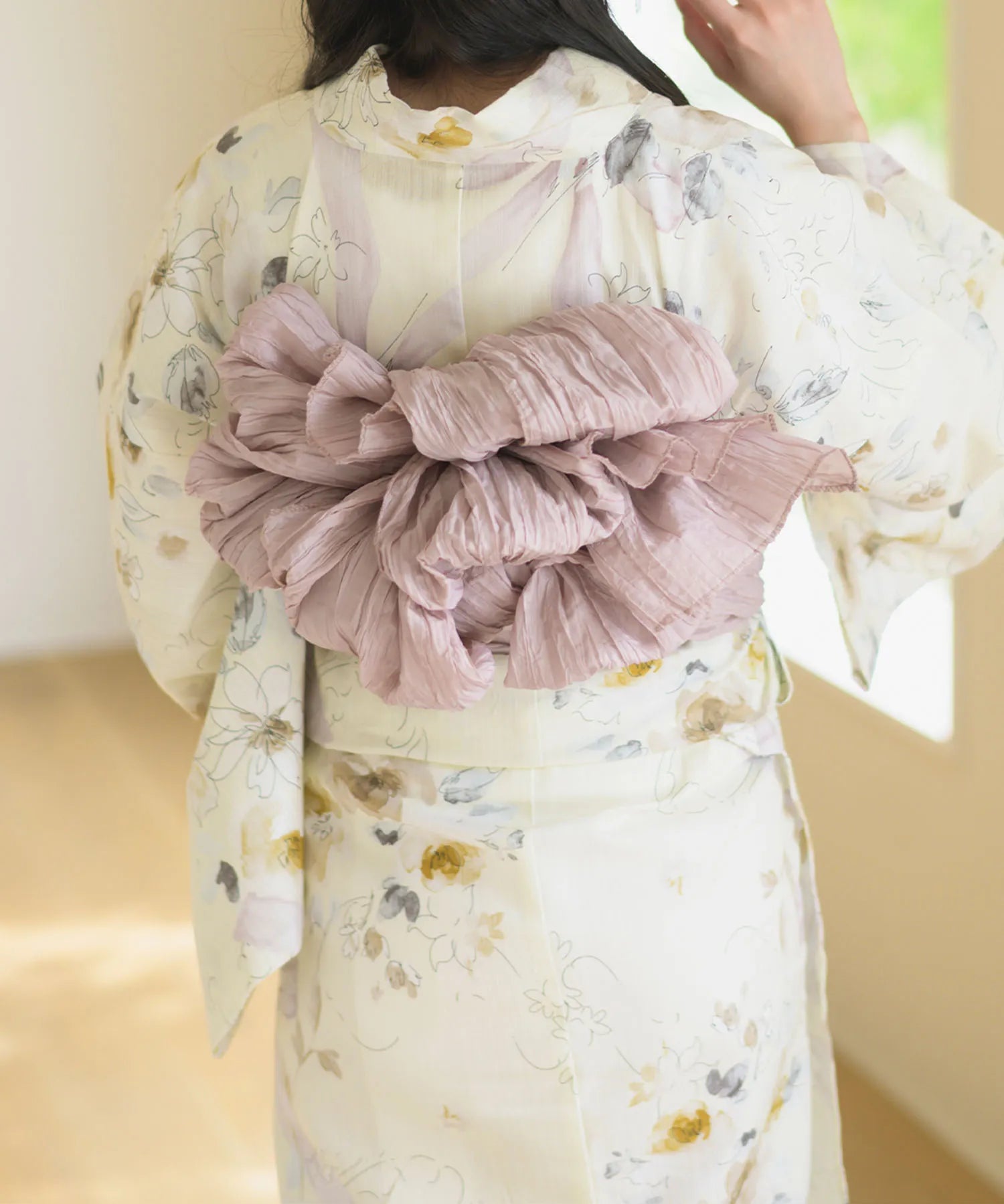 夏宵浴衣 ミルキーリボンの花奏 4点セット(浴衣・兵児帯・腰紐×2)