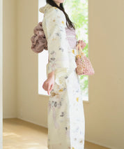 夏宵浴衣 ミルキーリボンの花奏 4点セット(浴衣・兵児帯・腰紐×2)