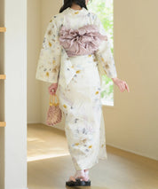夏宵浴衣 ミルキーリボンの花奏 下駄付き5点セット(浴衣・兵児帯・腰紐×2・下駄)