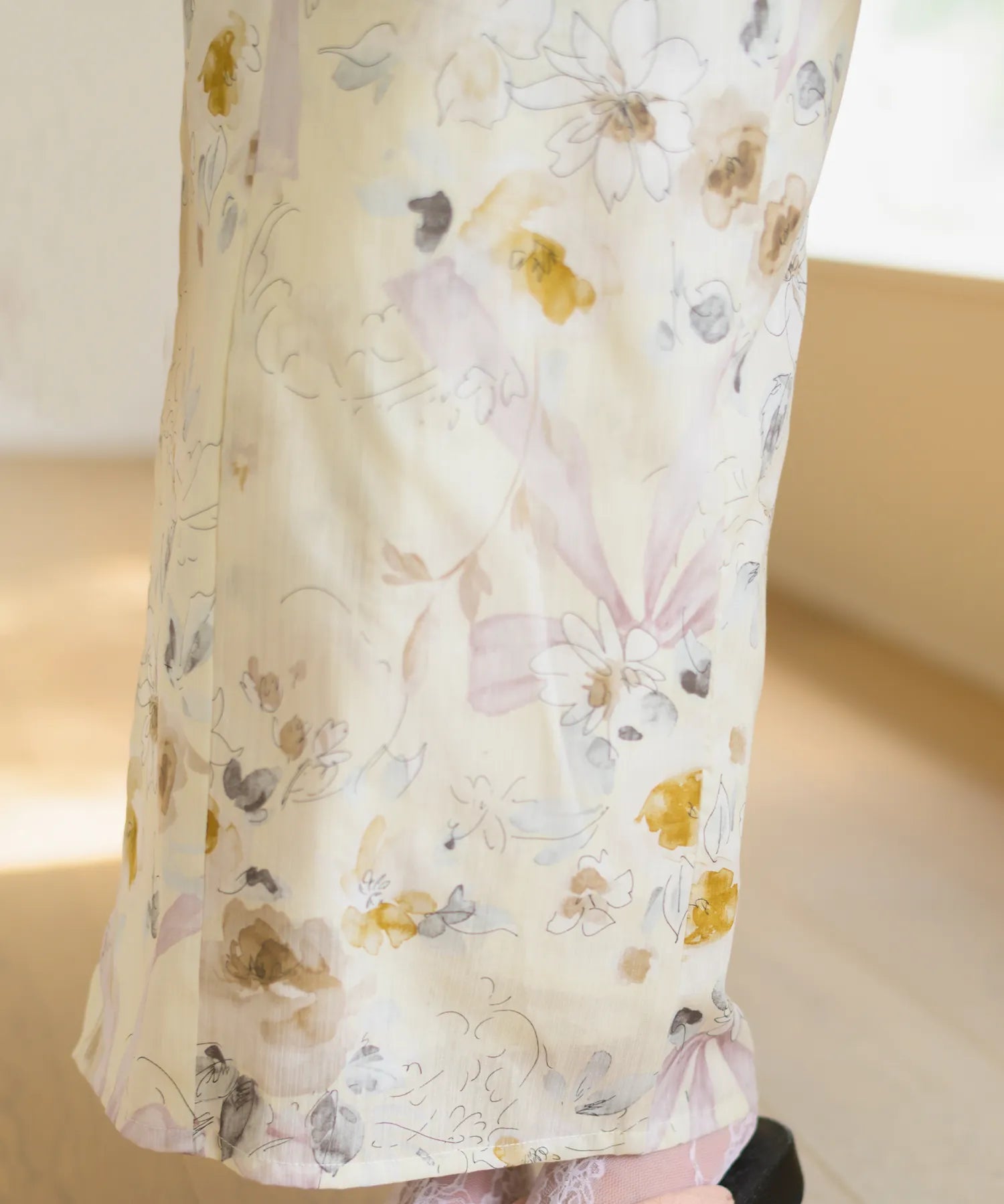 夏宵浴衣 ミルキーリボンの花奏 4点セット(浴衣・兵児帯・腰紐×2)