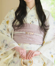 夏宵浴衣 ミルキーリボンの花奏 4点セット(浴衣・兵児帯・腰紐×2)