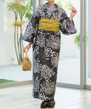 夏宵浴衣 月影の菊詩 下駄付き5点セット(浴衣・兵児帯・腰紐×2・下駄)