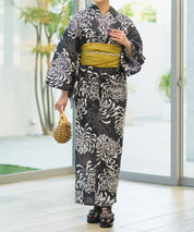 夏宵浴衣 月影の菊詩 下駄付き5点セット(浴衣・兵児帯・腰紐×2・下駄)