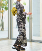 夏宵浴衣 月影の菊詩 下駄付き5点セット(浴衣・兵児帯・腰紐×2・下駄)