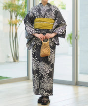 夏宵浴衣 月影の菊詩 下駄付き5点セット(浴衣・兵児帯・腰紐×2・下駄)