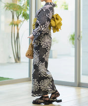 夏宵浴衣 月影の菊詩 下駄付き5点セット(浴衣・兵児帯・腰紐×2・下駄)