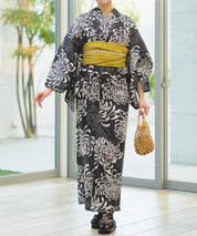 夏宵浴衣 月影の菊詩 下駄付き5点セット(浴衣・兵児帯・腰紐×2・下駄)