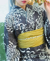 夏宵浴衣 月影の菊詩 4点セット(浴衣・兵児帯・腰紐×2)