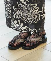 夏宵浴衣 月影の菊詩 下駄付き5点セット(浴衣・兵児帯・腰紐×2・下駄)