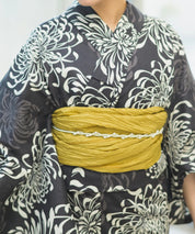 夏宵浴衣 月影の菊詩 4点セット(浴衣・兵児帯・腰紐×2)