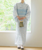 夏花浴衣 水涼撫子 下駄付き5点セット(浴衣・兵児帯・腰紐×2・下駄)