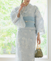 夏花浴衣 水涼撫子 4点セット(浴衣・兵児帯・腰紐×2)