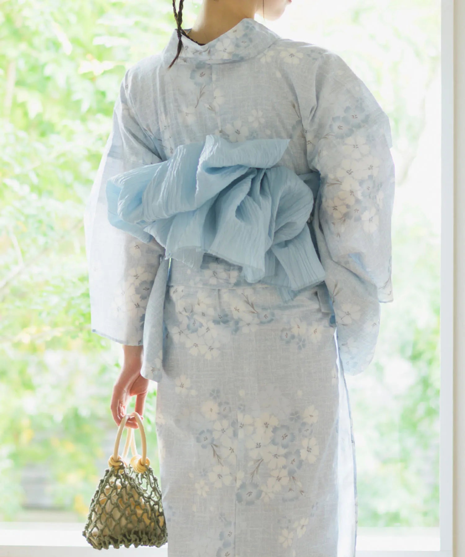 夏花浴衣 水涼撫子 4点セット(浴衣・兵児帯・腰紐×2)