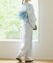 夏花浴衣 水涼撫子 下駄付き5点セット(浴衣・兵児帯・腰紐×2・下駄)