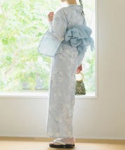 夏花浴衣 水涼撫子 下駄付き5点セット(浴衣・兵児帯・腰紐×2・下駄)