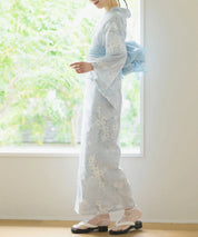 夏花浴衣 水涼撫子 下駄付き5点セット(浴衣・兵児帯・腰紐×2・下駄)