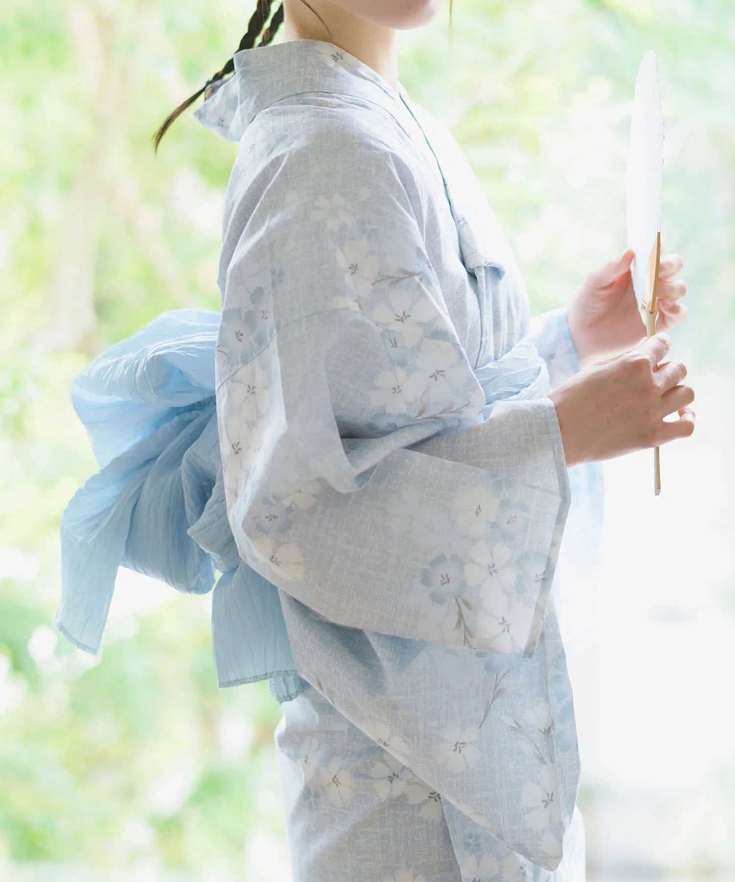 夏花浴衣 水涼撫子 4点セット(浴衣・兵児帯・腰紐×2)