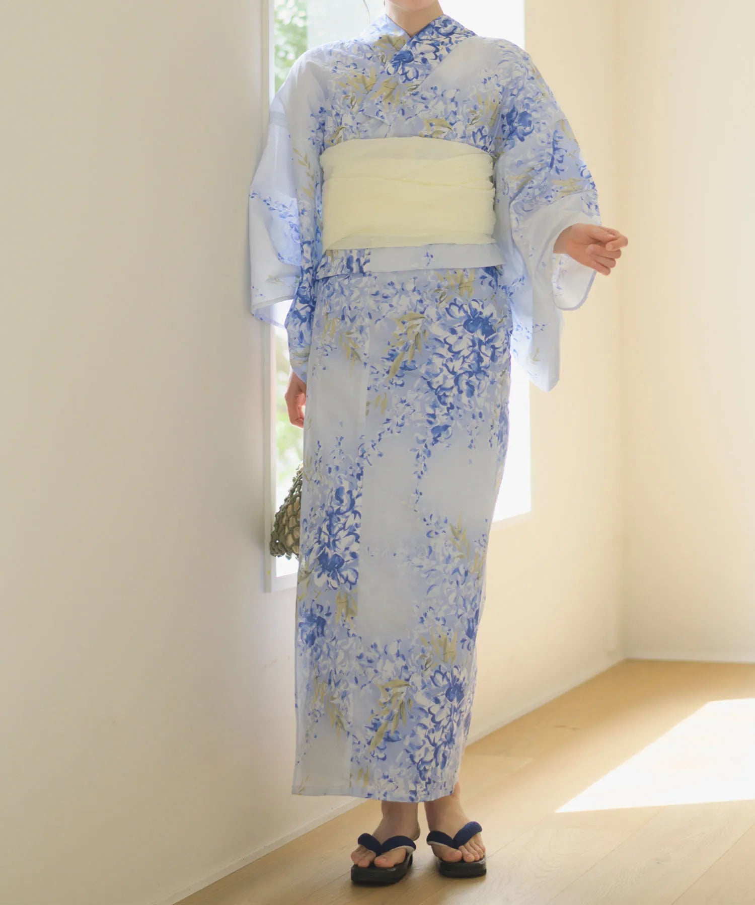 夏花浴衣 藤露の涼風 4点セット(浴衣・兵児帯・腰紐×2)