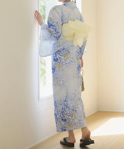 夏花浴衣 藤露の涼風 下駄付き5点セット(浴衣・兵児帯・腰紐×2・下駄)