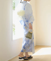 夏花浴衣 藤露の涼風 下駄付き5点セット(浴衣・兵児帯・腰紐×2・下駄)