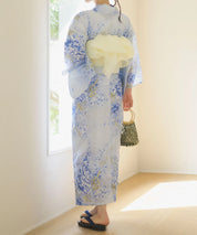 夏花浴衣 藤露の涼風 下駄付き5点セット(浴衣・兵児帯・腰紐×2・下駄)