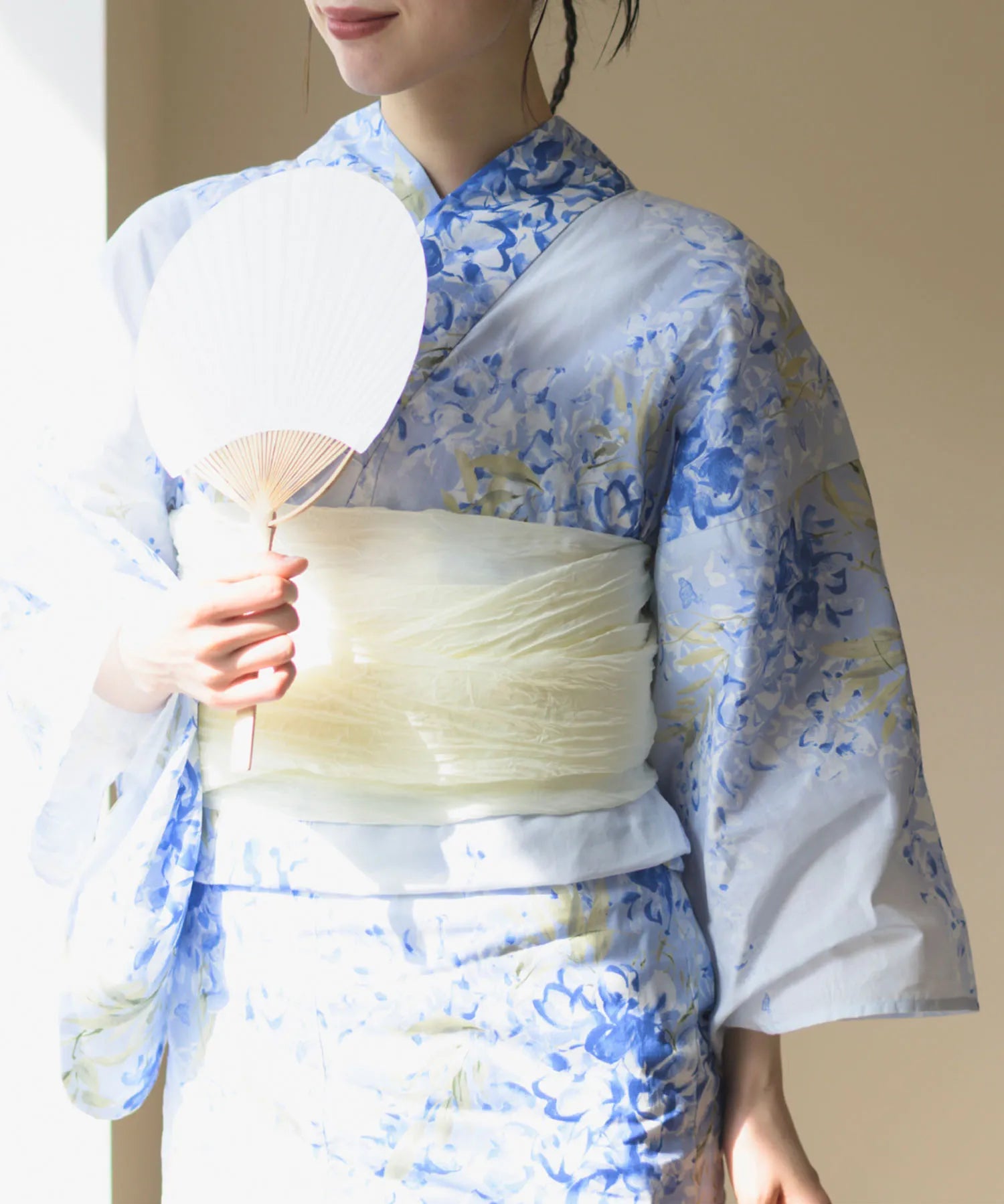 夏花浴衣 藤露の涼風 4点セット(浴衣・兵児帯・腰紐×2)