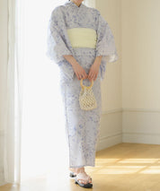 夏花浴衣 木蓮雲隠れ 下駄付き5点セット(浴衣・兵児帯・腰紐×2・下駄)