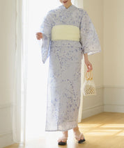 夏花浴衣 木蓮雲隠れ 下駄付き5点セット(浴衣・兵児帯・腰紐×2・下駄)