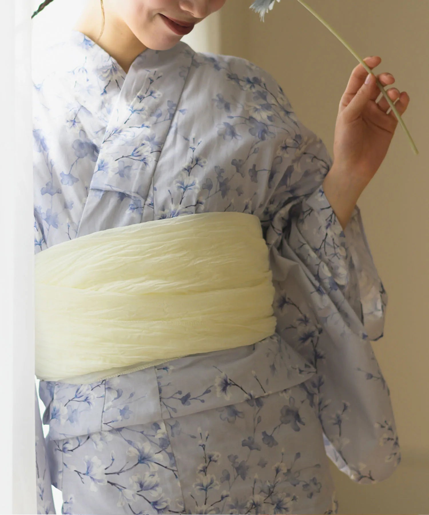 夏花浴衣 木蓮雲隠れ 4点セット(浴衣・兵児帯・腰紐×2)