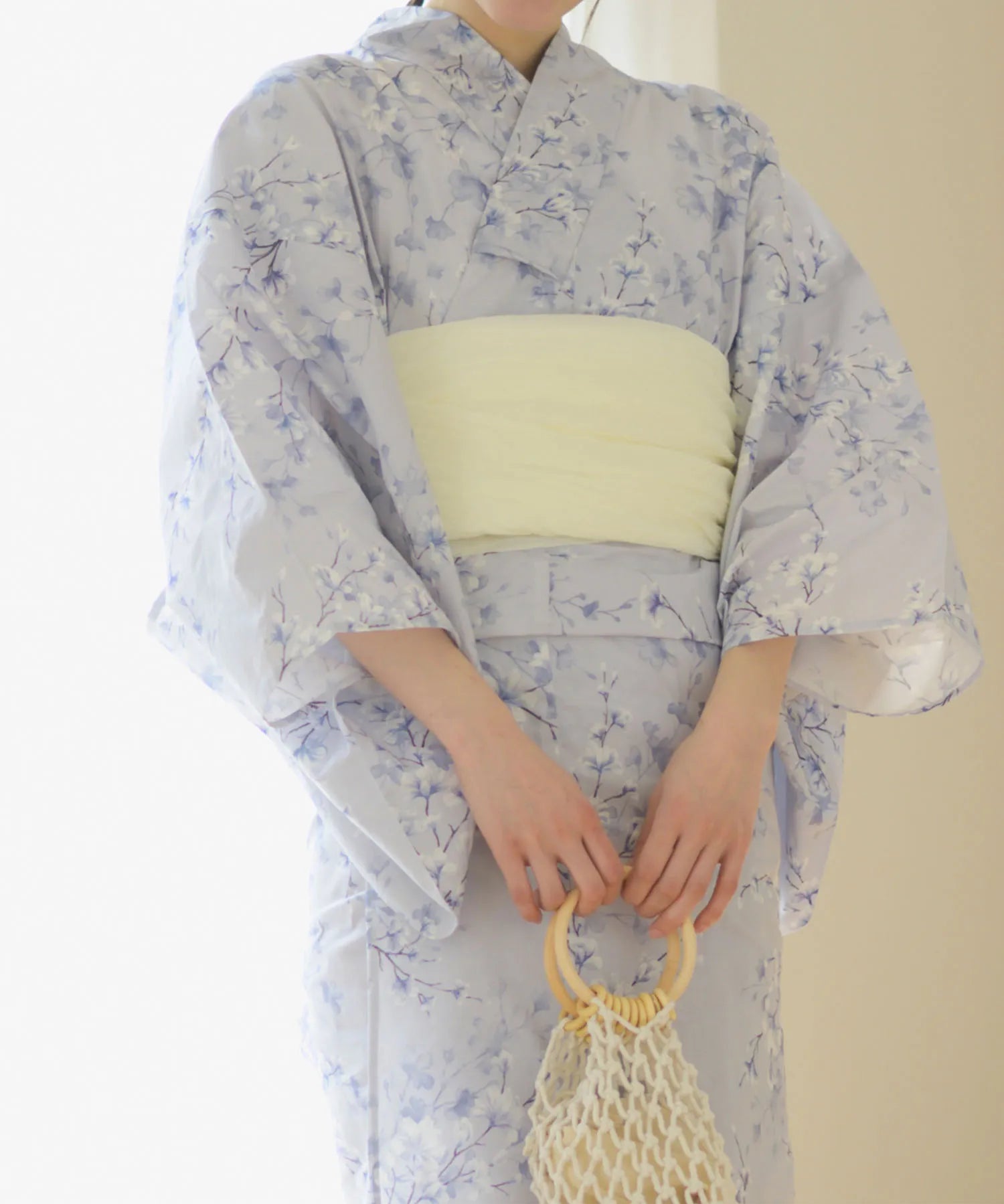 夏花浴衣 木蓮雲隠れ 4点セット(浴衣・兵児帯・腰紐×2)