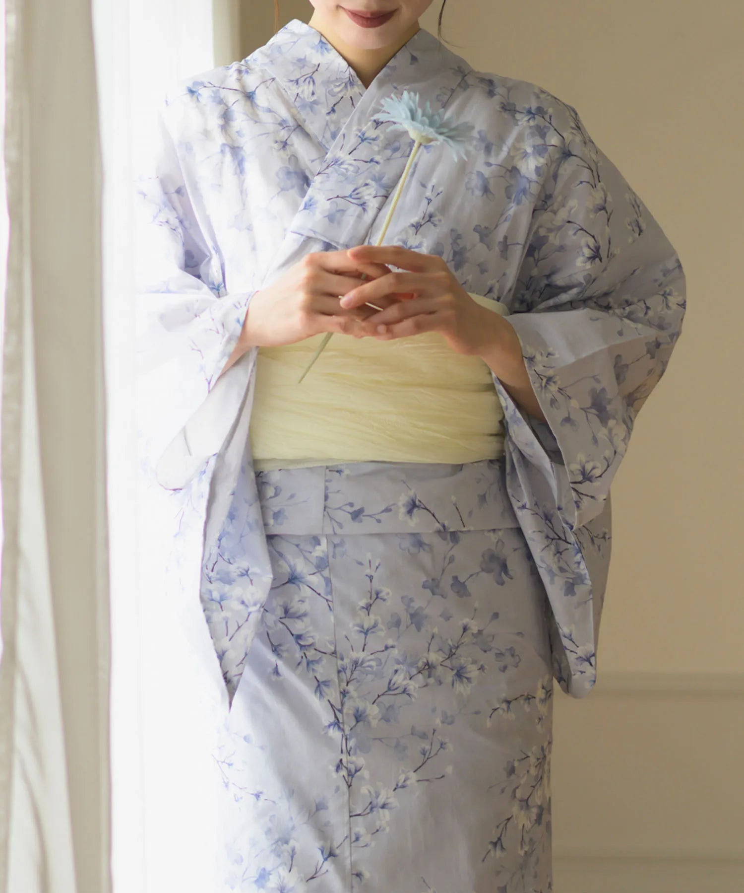 夏花浴衣 木蓮雲隠れ 4点セット(浴衣・兵児帯・腰紐×2)