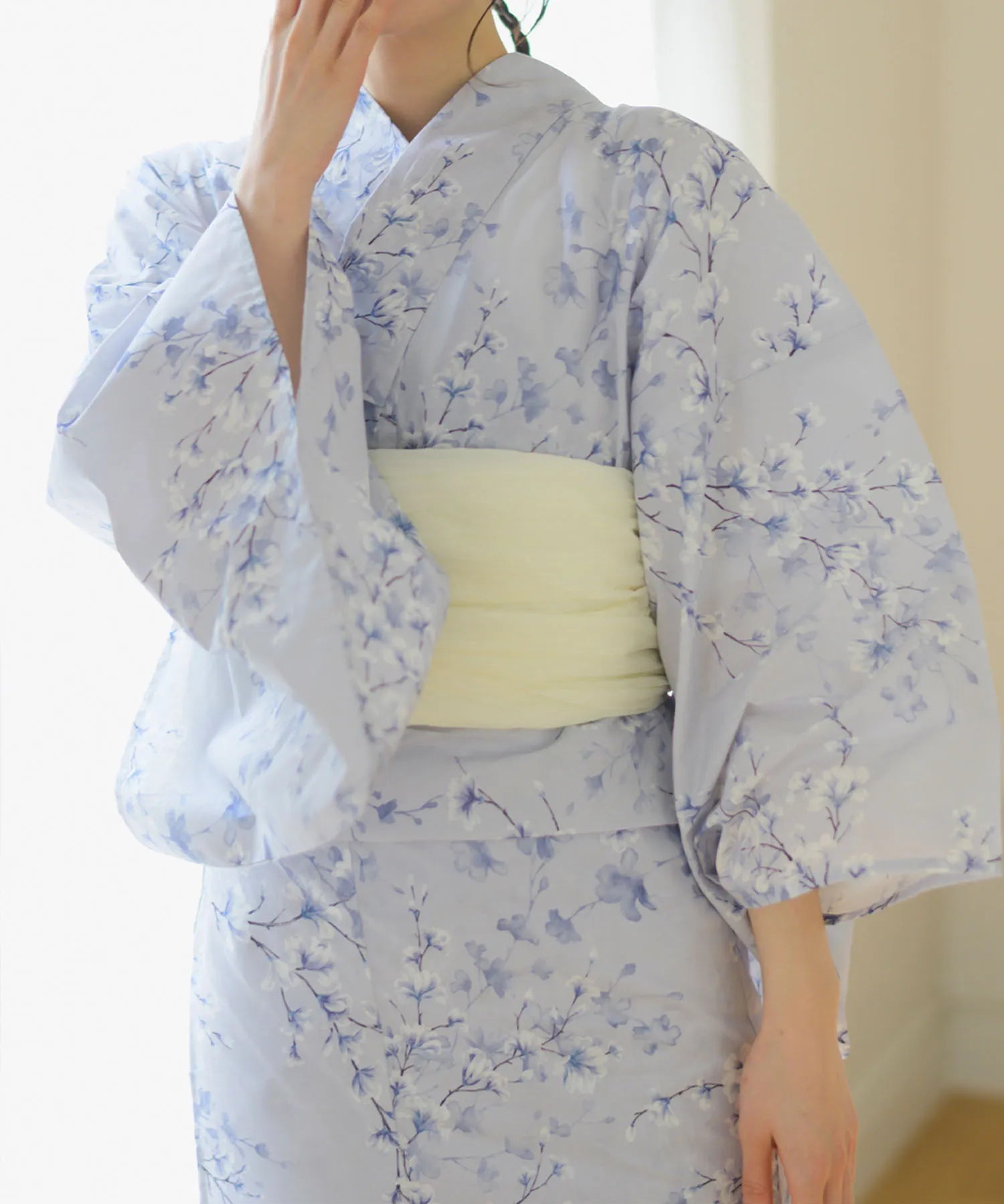 夏花浴衣 木蓮雲隠れ 4点セット(浴衣・兵児帯・腰紐×2)