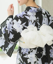 夏花浴衣 月下の百合調べ 下駄付き5点セット(浴衣・兵児帯・腰紐×2・下駄)