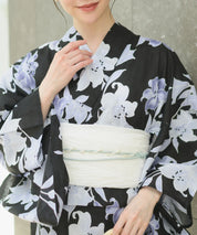 夏花浴衣 月下の百合調べ 4点セット(浴衣・兵児帯・腰紐×2)