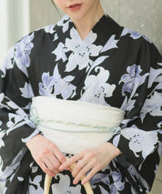 夏花浴衣 月下の百合調べ 4点セット(浴衣・兵児帯・腰紐×2)