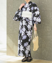 夏花浴衣 月下の百合調べ 下駄付き5点セット(浴衣・兵児帯・腰紐×2・下駄)